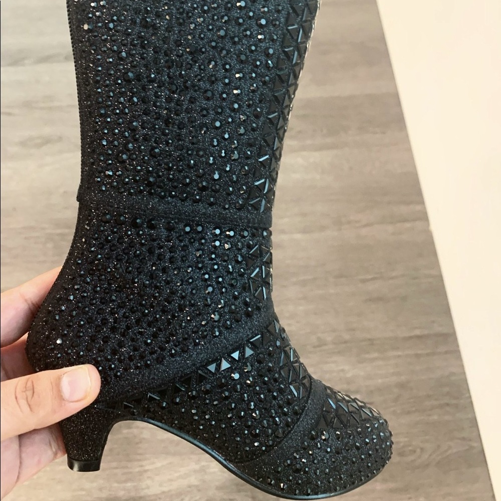 Kids bling knee high boot